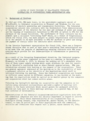 Cover for A review of power problems of REA-financed federated cooperatives in south-western power administration area
