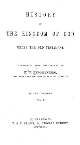 Cover for History of the kingdom of God under the Old Testament