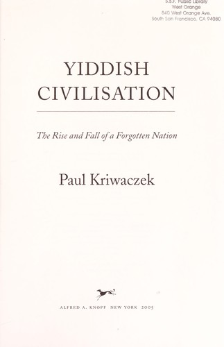 Cover for Yiddish civilisation