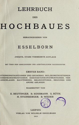 Cover for Lehrbuch des Hochbaues