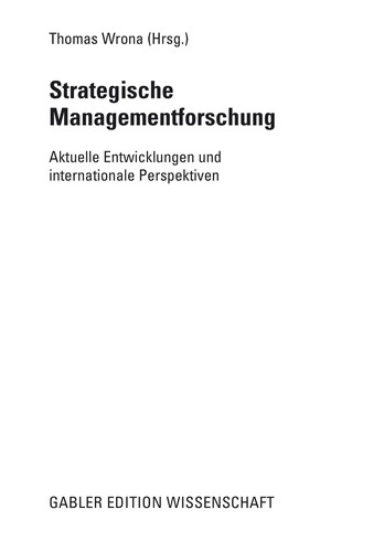 Cover for Strategische Managementforschung