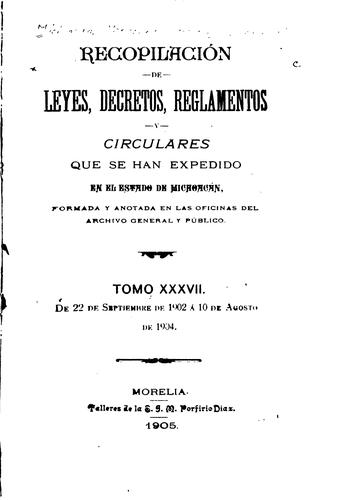 Cover for Recopilación de leyes, decretos, reglamentos y circulares expedidas en el ...