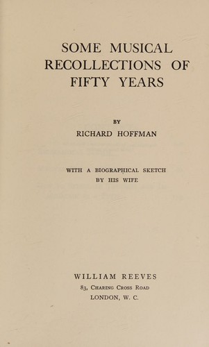 Cover for Some Musical Recollections of Fifty Years; with a biographical sketch by his wife.