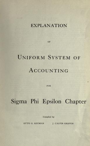 Cover for Explanation of uniform system of accounting for Sigma phi epsilon chapter