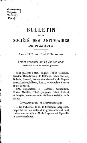 Cover for Bulletins de la Société des antiquaires de Picardie