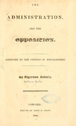 Cover for The administration, and the opposition.