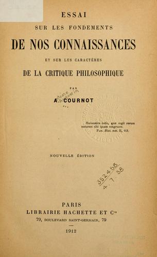 Cover for Essai sur les fondements de nos connaissances