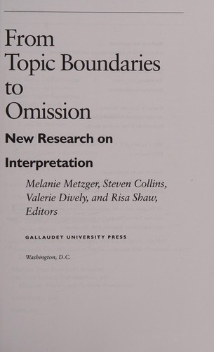 Cover for From topic boundaries to omission