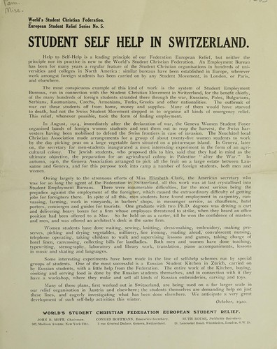 Cover for Students self help in Switzerland