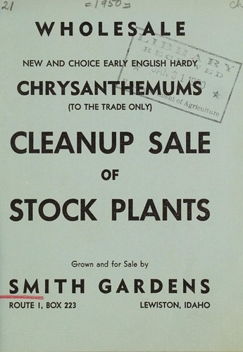 Cover for Wholesale new and choice early English hardy chrysanthemums (to the trade only) cleanup sale of stock plants