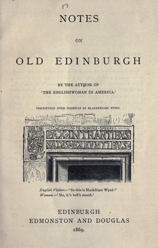 Cover for Notes on old Edinburgh