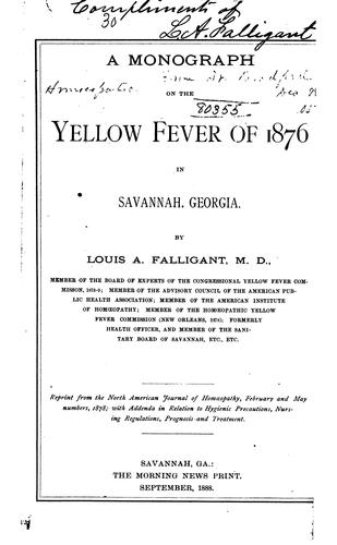 Cover for A Monograph on the Yellow Fever of 1876 in Savannah, Georgia