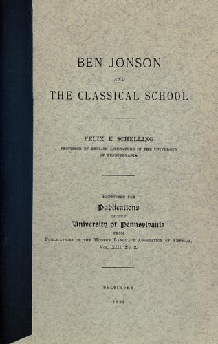 Cover for Ben Jonson and the classical school