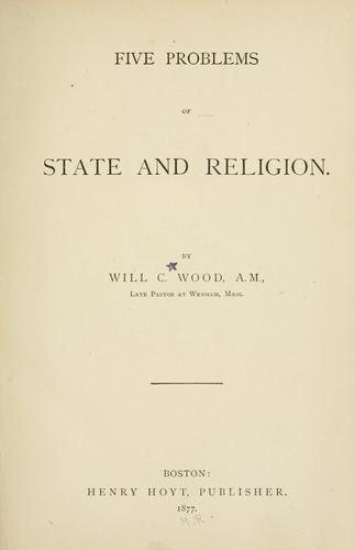 Cover for Five problems of state and religion ...