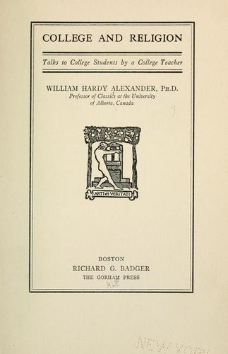 Cover for College and religion