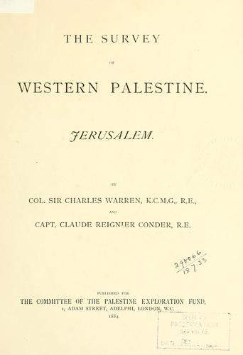 Cover for survey of Western Palestine-Jerusalem.