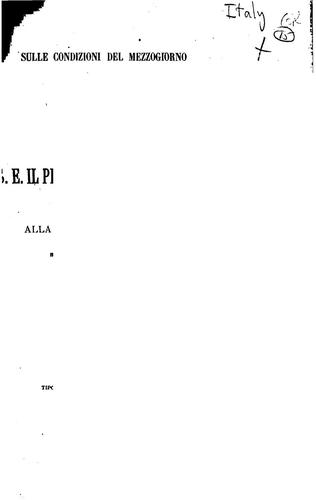 Cover for Sulle condizioni del mezzogiorno: discorso pronunziato da S.E. presidente ...