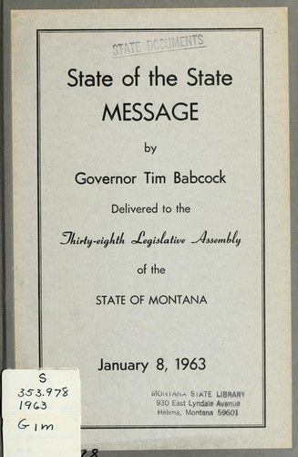 Cover for State of the state message