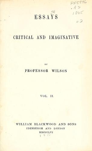 Cover for Essays, critical & imaginative