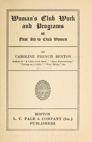 Cover for Woman's club work and programs