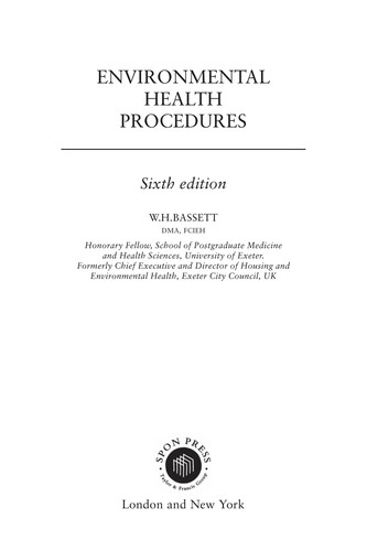 Cover for Environmental health procedures