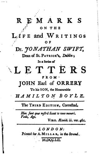Cover for Remarks on the Life and writings of dr. Jonathan Swift