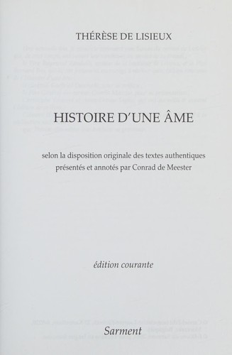 Cover for Histoire d'une âme