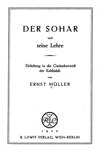 Cover for Der Sohar und seine Lehre