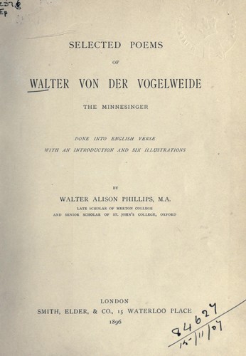 Cover for Selected poems of Walther von der Vogelweide