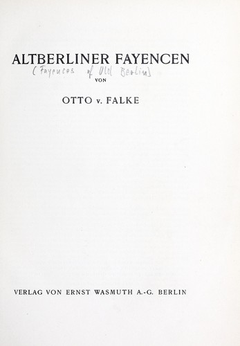 Cover for Altberliner fayeneen