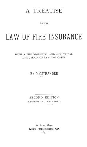 Cover for A Treatise on the law of fire insurance