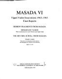 Cover for Massada, Yigael Yadin Excavations 1963-1965