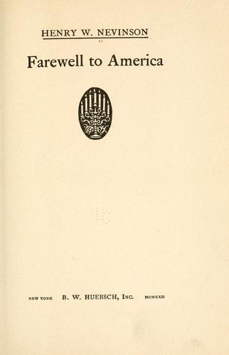 Cover for Farewell to America.