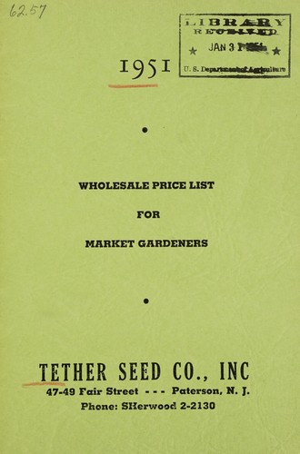 Cover for 1951 wholesale price list for market gardeners