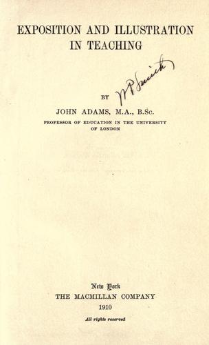 Cover for Exposition and illustration in teaching