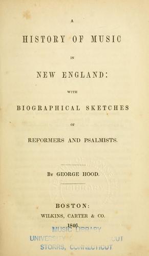 Cover for A history of music in New England