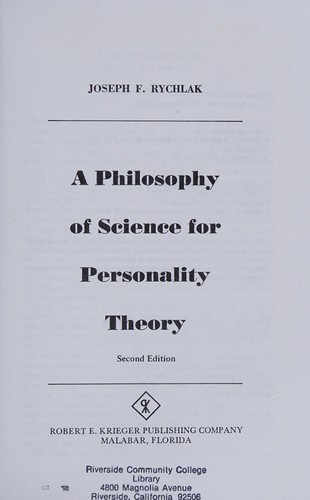 Cover for A philosophy of science for personality theory