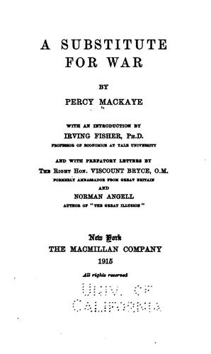 Cover for A substitute for war