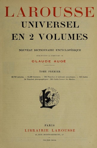Cover for Larousse universel en 2 volumes