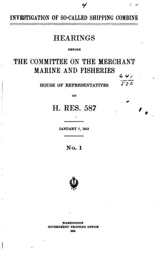 Cover for Investigation of So-called Shipping Combine