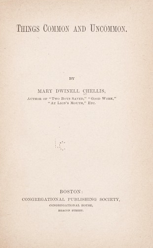 Cover for Things common and uncommon