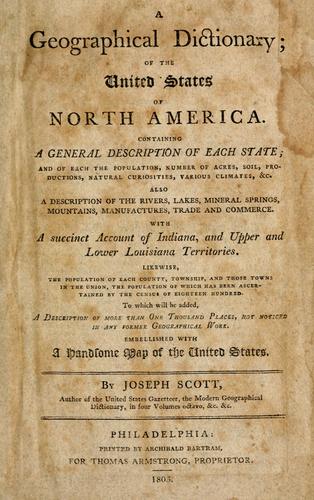 Cover for A geographical dictionary of the United States of North America.