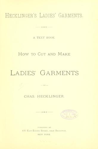 Cover for Hecklinger's ladies' garments.
