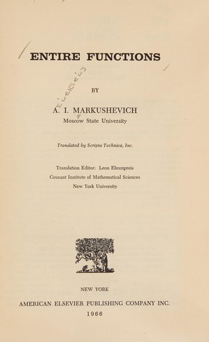 Cover for Entire functions