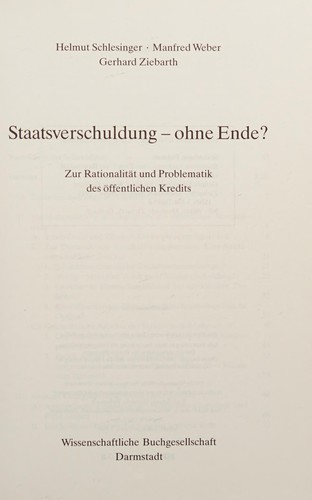 Cover for Staatsverschuldung--ohne Ende?
