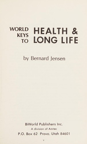 Cover for World keys to health & long life