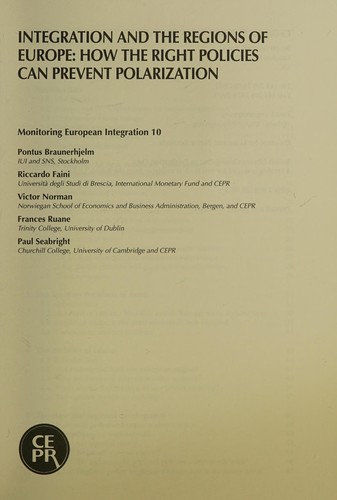 Cover for Integration and the regions of Europe