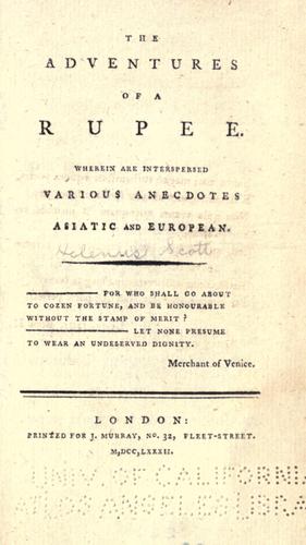 Cover for The adventures of a rupee.
