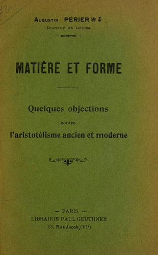 Cover for Matière et forme