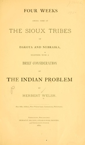Cover for Four weeks among some of the Sioux tribes of Dakota and Nebraska